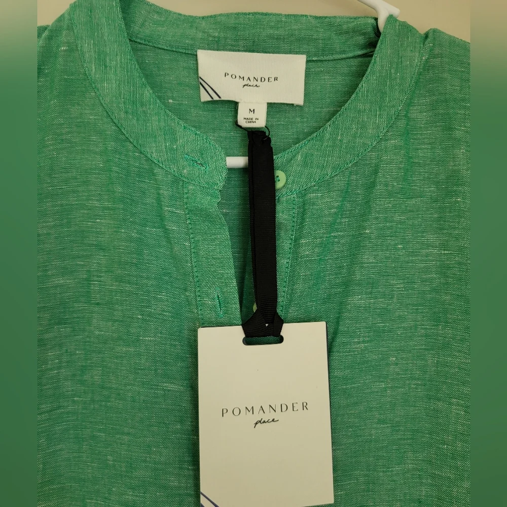 NWT Pomander Place Tuckernuck Sea Green Lydell Maxi Shirt Dress - Size M, Linen - Picture 6 of 6